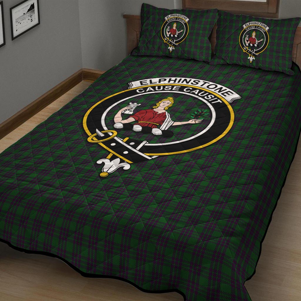 Elphinstone Tartan Quilt Bed Set with Family Crest - Tartan Vibes Clothing