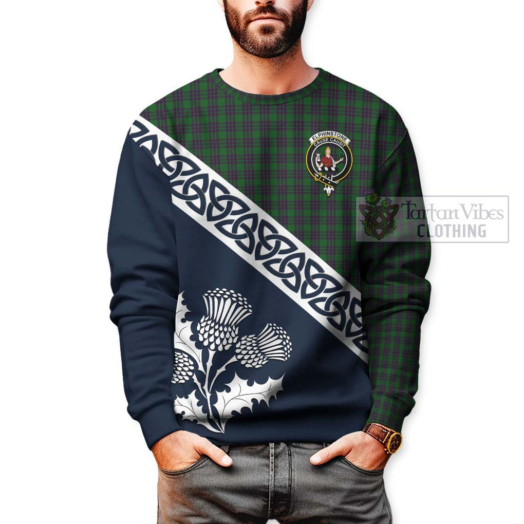 Elphinstone Tartan Sweatshirt Featuring Thistle and Scotland Map - Tartan Vibes Clothing