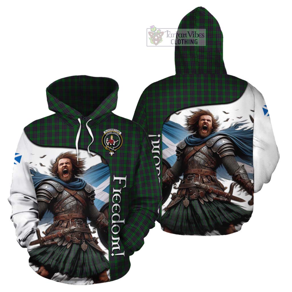 Tartan Vibes Clothing Elphinstone Crest Tartan Cotton Hoodie Inspired by the Freedom of Scottish Warrior
