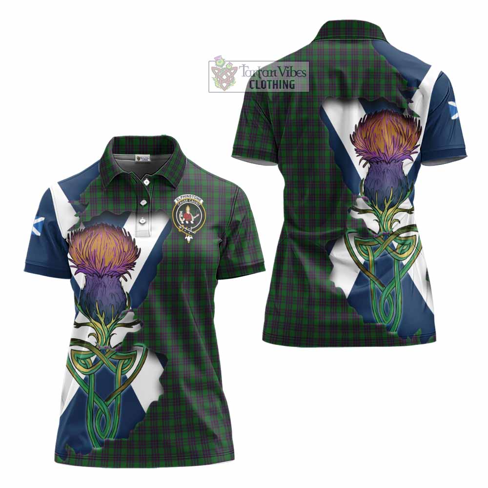 Elphinstone Tartan Family Crest Women's Polo Shirt Scottish Thistle Celtic Inspired - Tartan Vibes Clothing