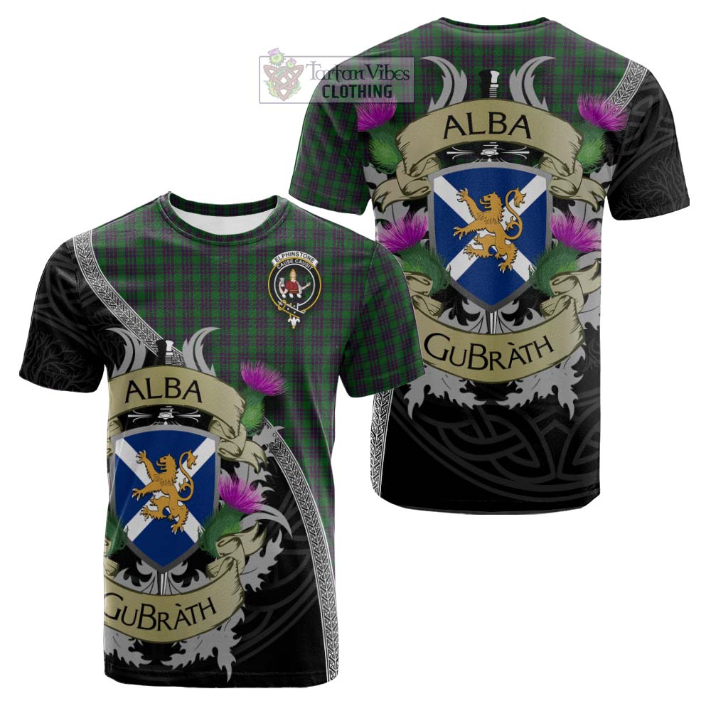 Tartan Vibes Clothing Elphinstone Tartan Family Crest Cotton T-shirt Lion Rampant Royal Thistle Shield Celtic Inspired