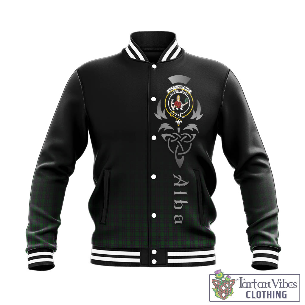 Elphinstone Tartan Baseball Jacket Featuring Alba Gu Brath Family Crest Celtic Inspired - Tartan Vibes Clothing