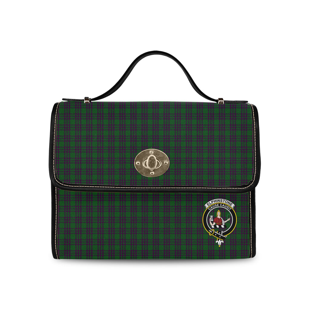 elphinstone-tartan-leather-strap-waterproof-canvas-bag-with-family-crest