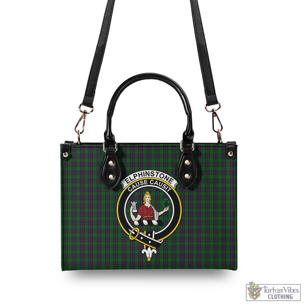 Elphinstone Tartan Luxury Leather Handbags with Family Crest - Tartan Vibes Clothing