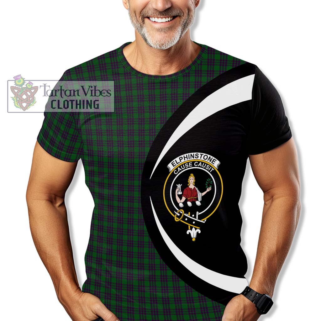 Tartan Vibes Clothing Elphinstone Tartan T-Shirt with Family Crest Circle Style