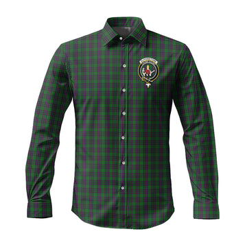 Elphinstone Tartan Long Sleeve Button Up Shirt with Family Crest Men's Shirt - Tartan Vibes Clothing