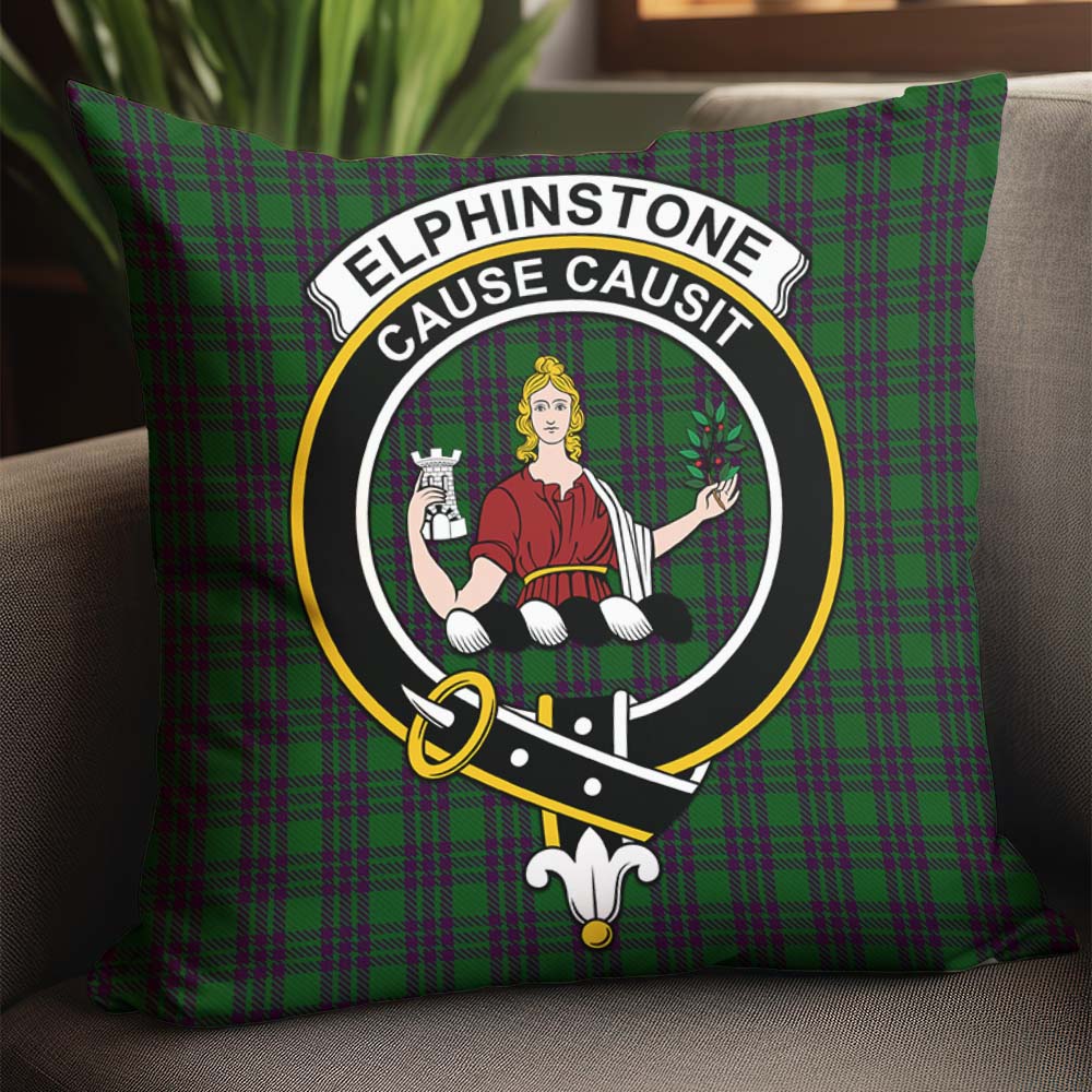 Elphinstone Tartan Pillow Cover with Family Crest - Tartan Vibes Clothing