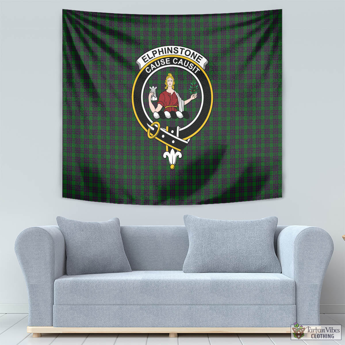 Elphinstone Tartan Tapestry Wall Hanging and Home Decor for Room with Family Crest - Tartan Vibes Clothing
