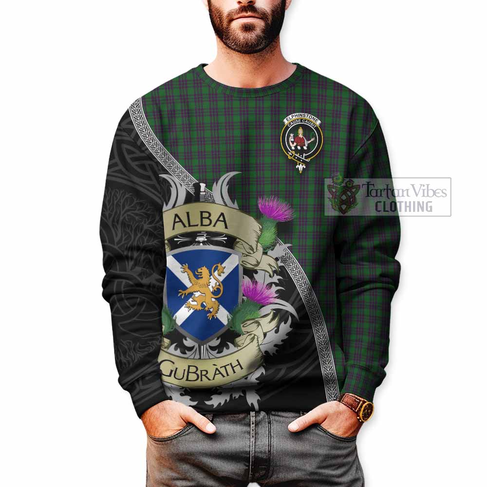 Elphinstone Tartan Family Crest Sweatshirt Lion Rampant Royal Thistle Shield Celtic Inspired - Tartan Vibes Clothing