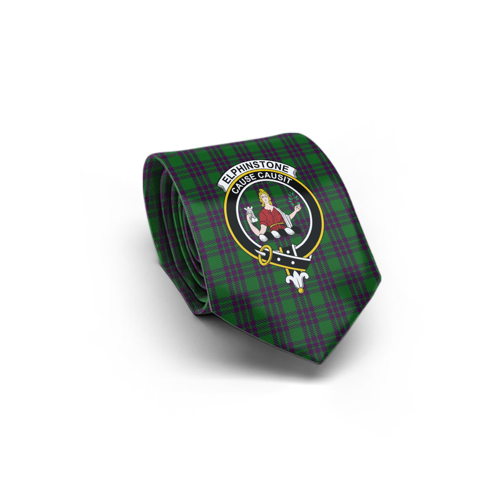 Elphinstone Tartan Classic Necktie with Family Crest - Tartan Vibes Clothing