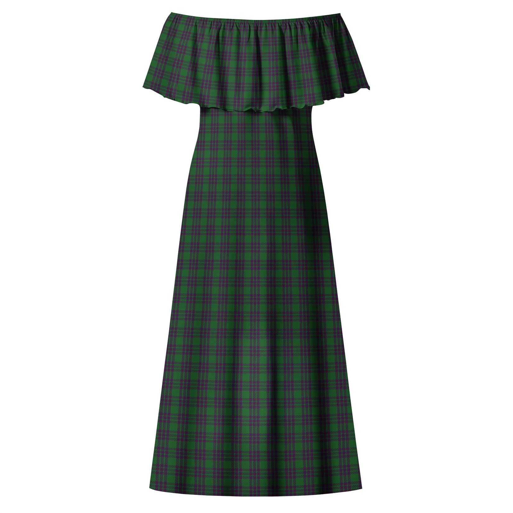Elphinstone Tartan Off Shoulder Long Dress - Tartan Vibes Clothing
