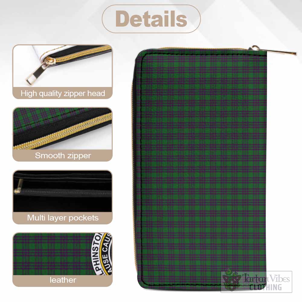 Elphinstone Tartan Women's Leather Wallet with Family Crest - Tartan Vibes Clothing