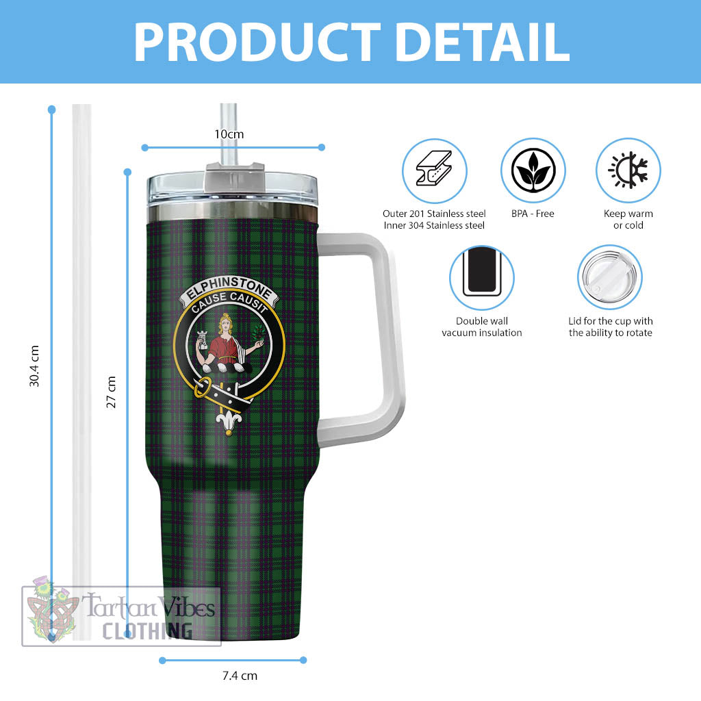 Elphinstone Tartan Tumbler with Handle with Family Crest - Tartan Vibes Clothing