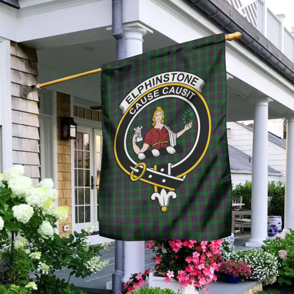 Elphinstone Tartan Flag with Family Crest - Tartan Vibes Clothing