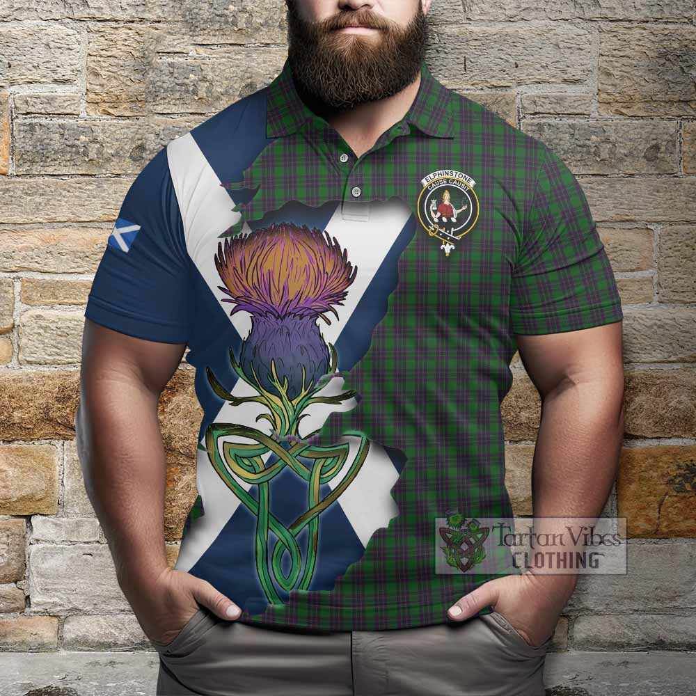 Elphinstone Tartan Family Crest Polo Shirt Scottish Thistle Celtic Inspired - Tartan Vibes Clothing