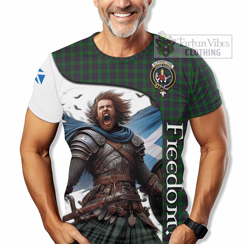 Elphinstone Crest Tartan T-Shirt Inspired by the Freedom of Scottish Warrior