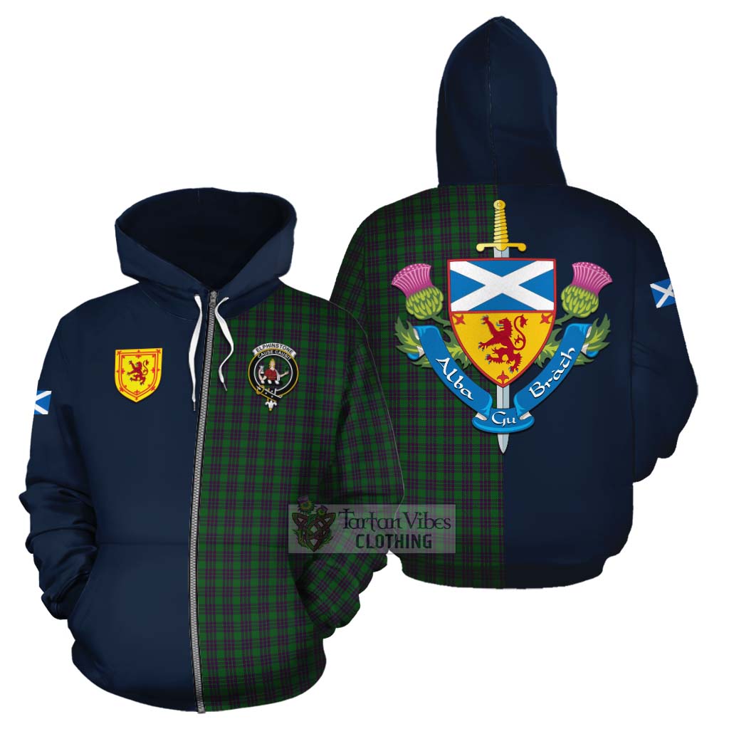 Elphinstone Tartan Cotton Hoodie Alba with Scottish Lion Royal Arm Half Style - Tartan Vibes Clothing