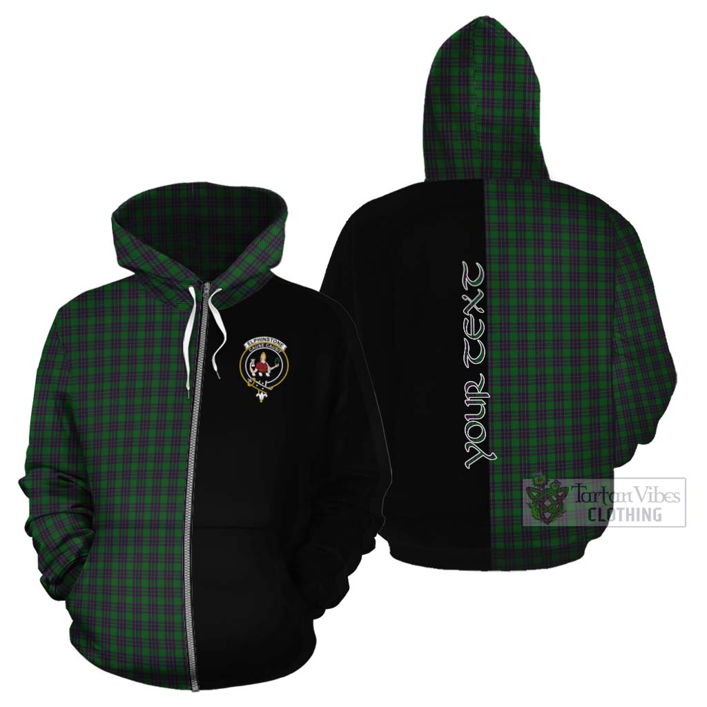 Tartan Vibes Clothing Elphinstone Tartan Cotton Hoodie with Family Crest and Half Of Me Style