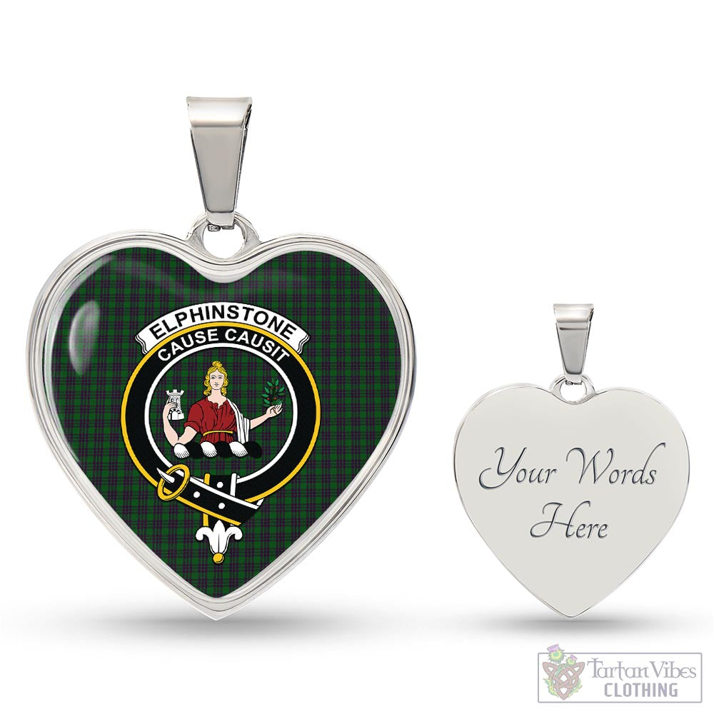 Elphinstone Tartan Heart Necklace with Family Crest Luxury Necklace (Silver) Yes - Tartan Vibes Clothing