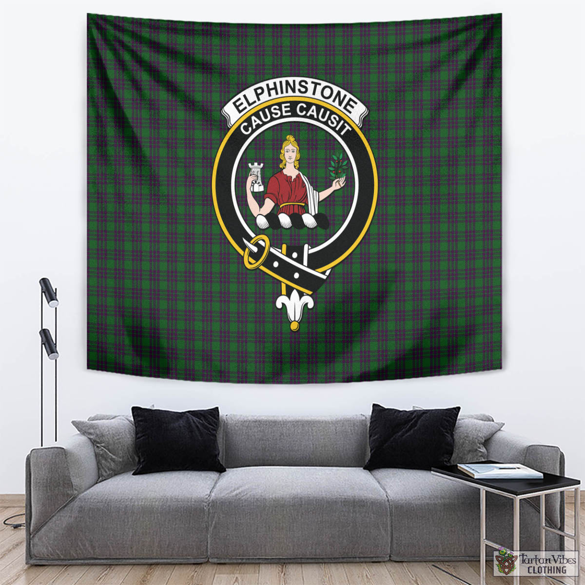 Elphinstone Tartan Tapestry Wall Hanging and Home Decor for Room with Family Crest - Tartan Vibes Clothing