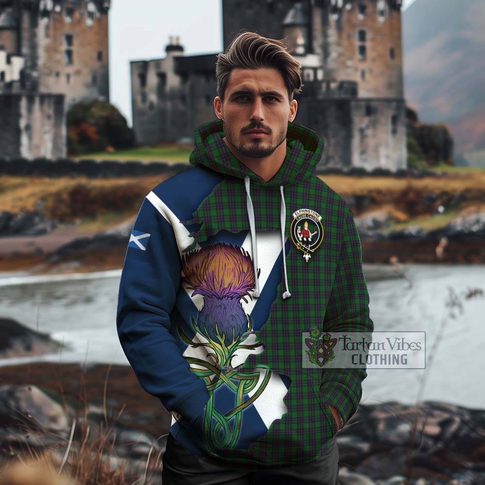 Elphinstone Tartan Family Crest Cotton Hoodie Scottish Thistle Celtic Inspired - Tartan Vibes Clothing