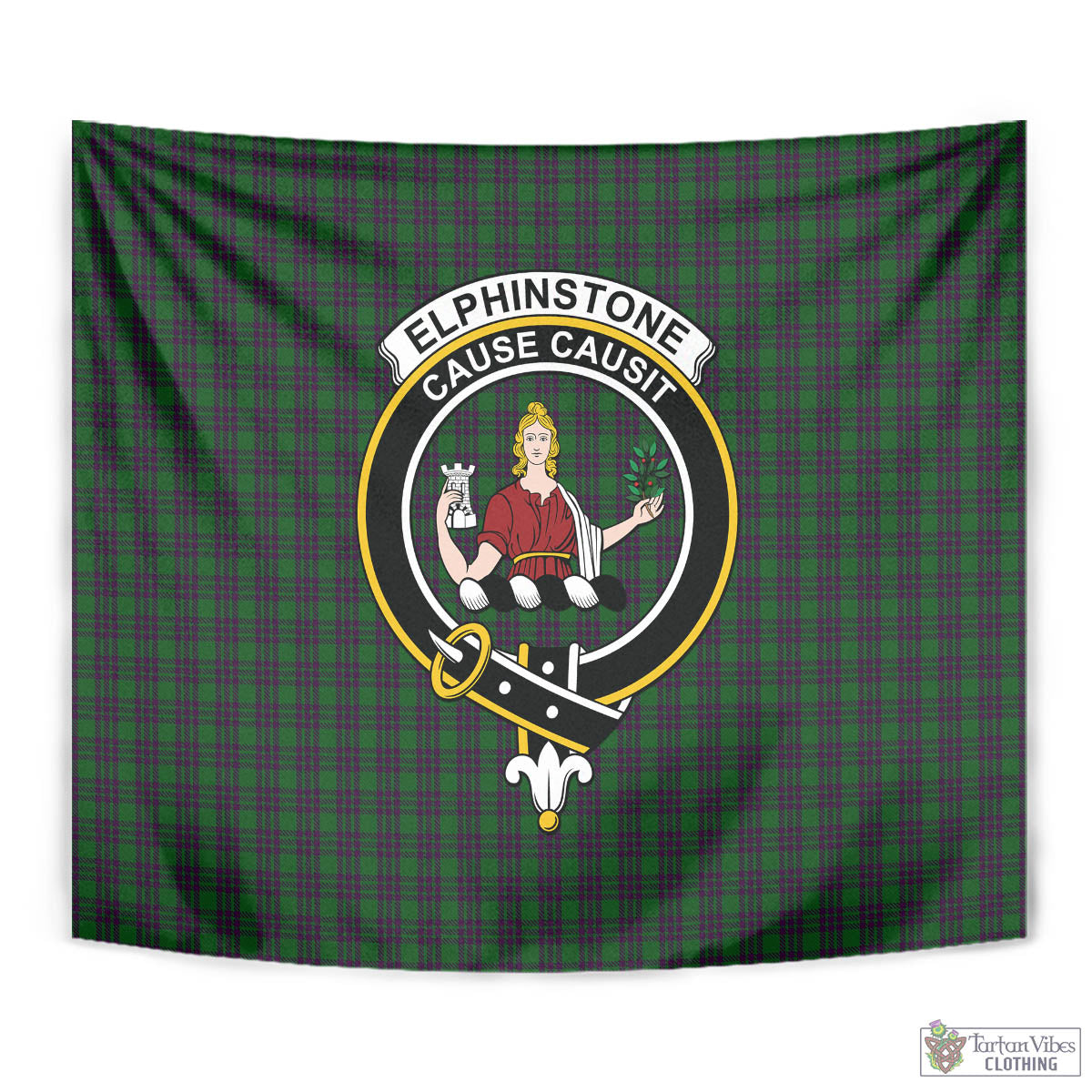 Elphinstone Tartan Tapestry Wall Hanging and Home Decor for Room with Family Crest - Tartan Vibes Clothing