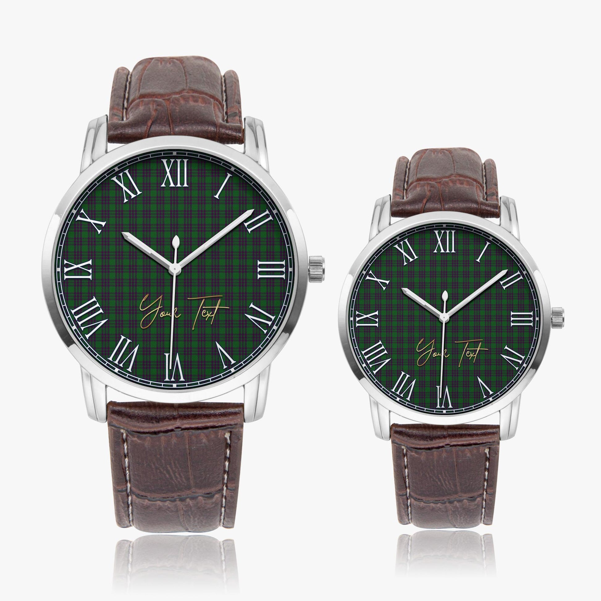 Elphinstone Tartan Personalized Your Text Leather Trap Quartz Watch - Tartan Vibes Clothing