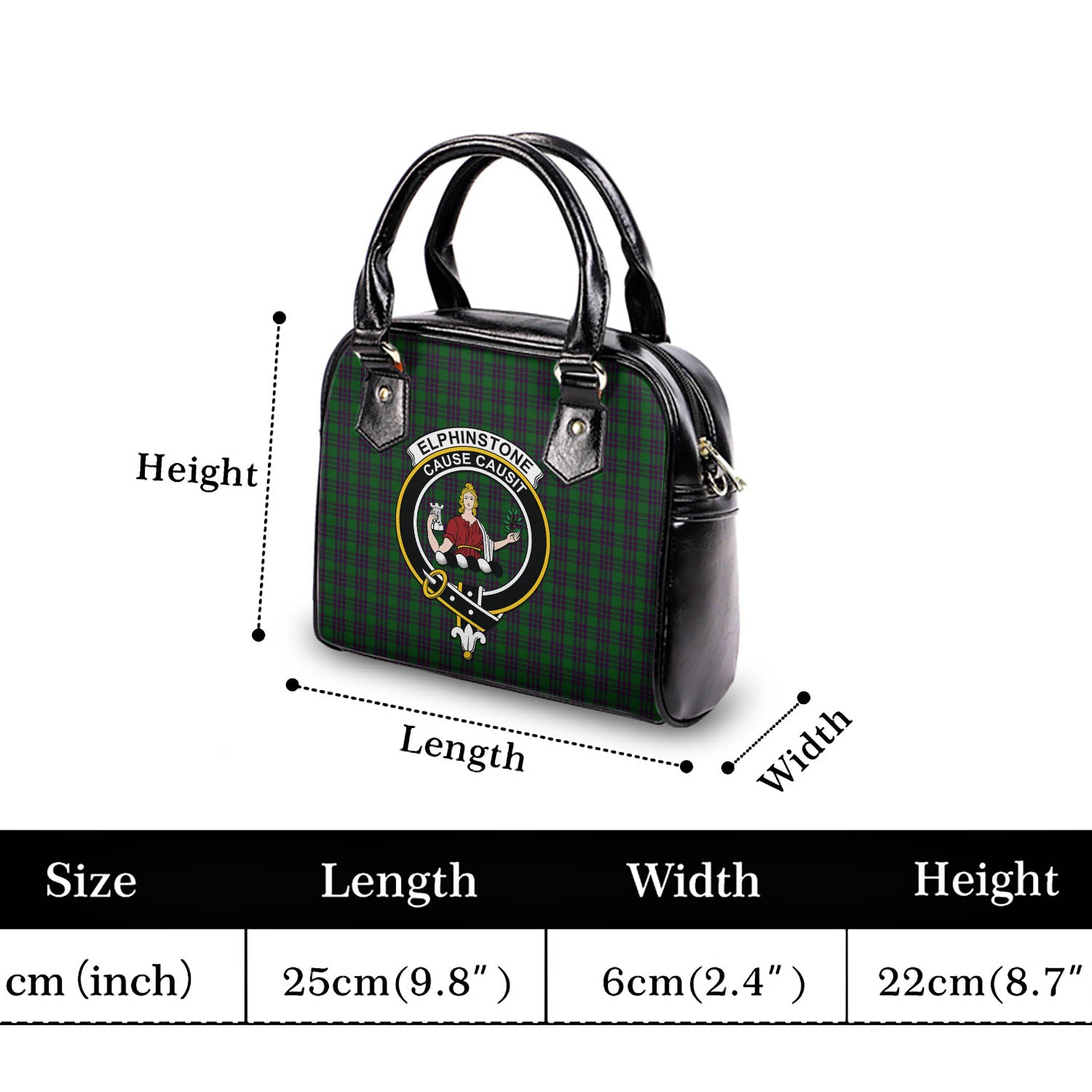 Elphinstone Tartan Shoulder Handbags with Family Crest - Tartan Vibes Clothing