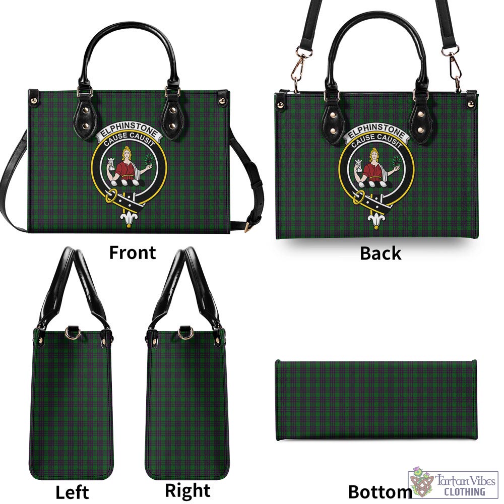 Elphinstone Tartan Luxury Leather Handbags with Family Crest - Tartan Vibes Clothing