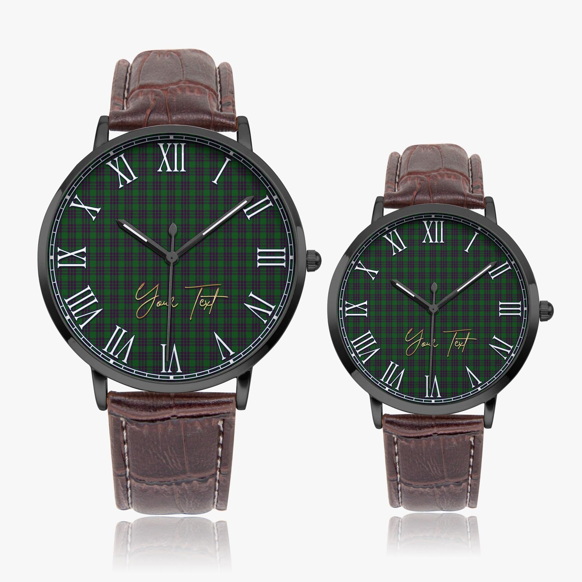Elphinstone Tartan Personalized Your Text Leather Trap Quartz Watch - Tartan Vibes Clothing