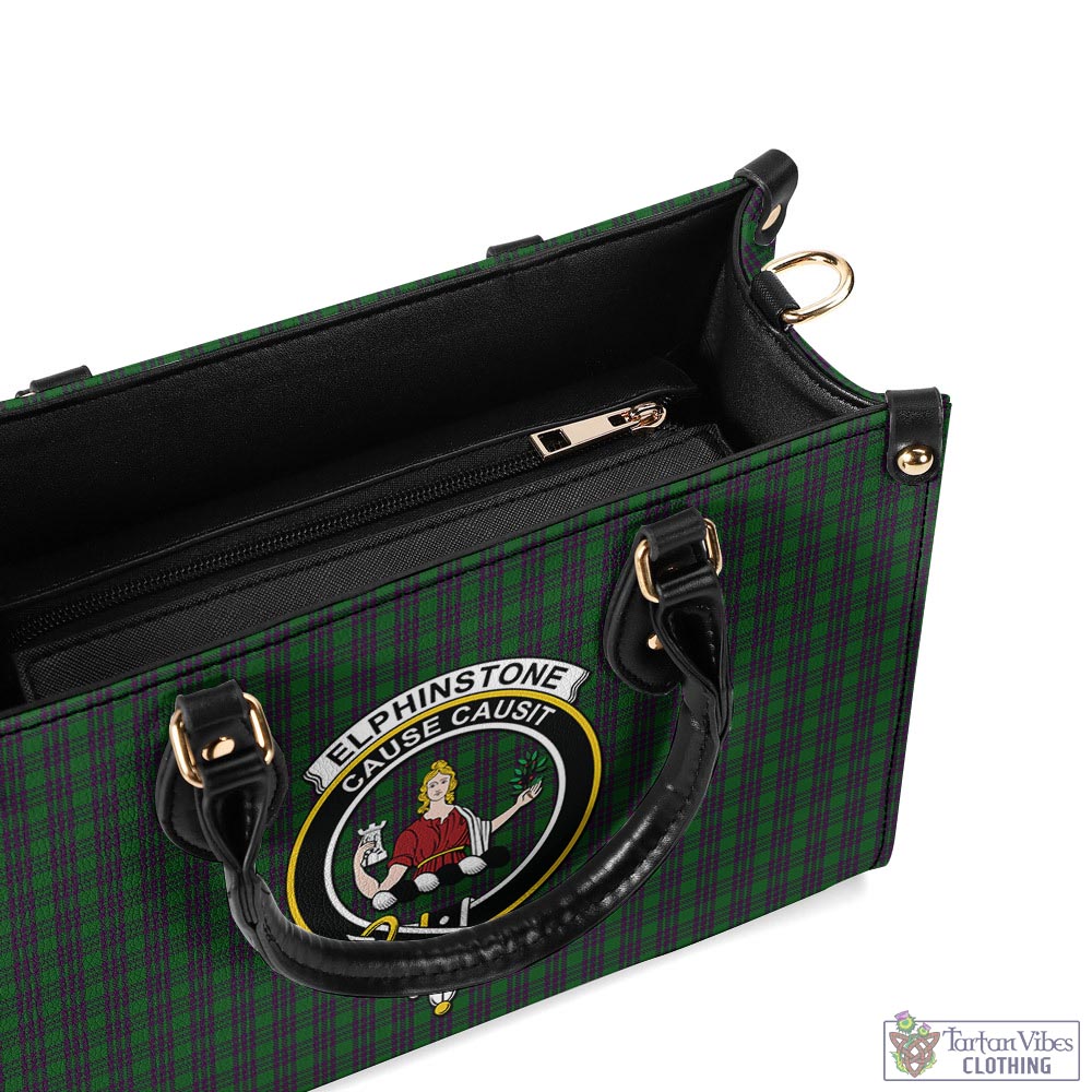 Elphinstone Tartan Luxury Leather Handbags with Family Crest - Tartan Vibes Clothing