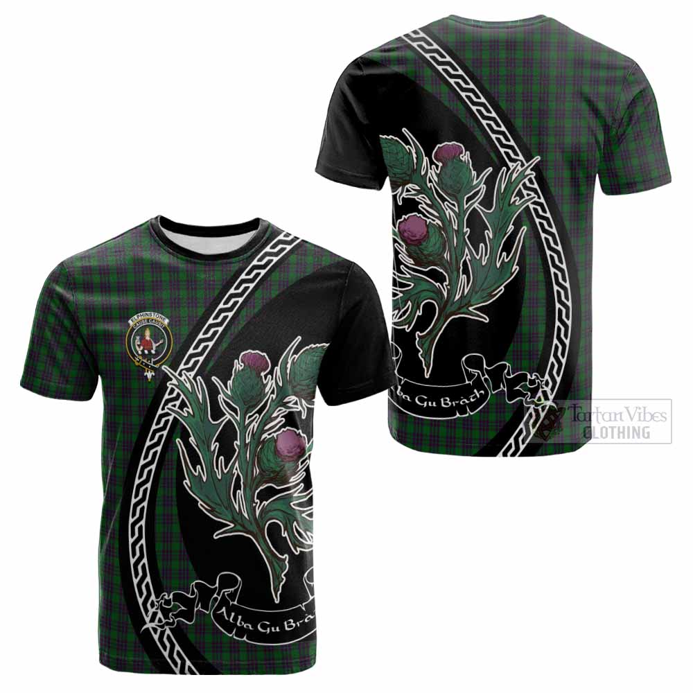 Elphinstone Family Crest Tartan Cotton T-shirt Alba Thistle Inspired - Tartan Vibes Clothing