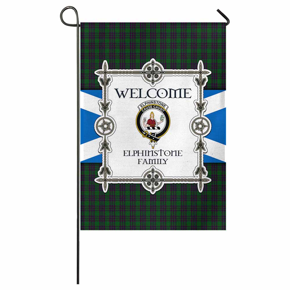 Elphinstone Family Crest Tartan Welcome Garden Flag Saltire Harmony Style