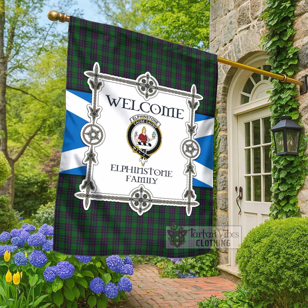Elphinstone Family Crest Tartan Welcome Garden Flag Saltire Harmony Style