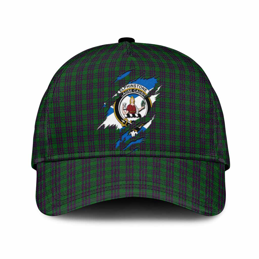 Elphinstone Tartan Classic Cap with Family Crest In Me Style