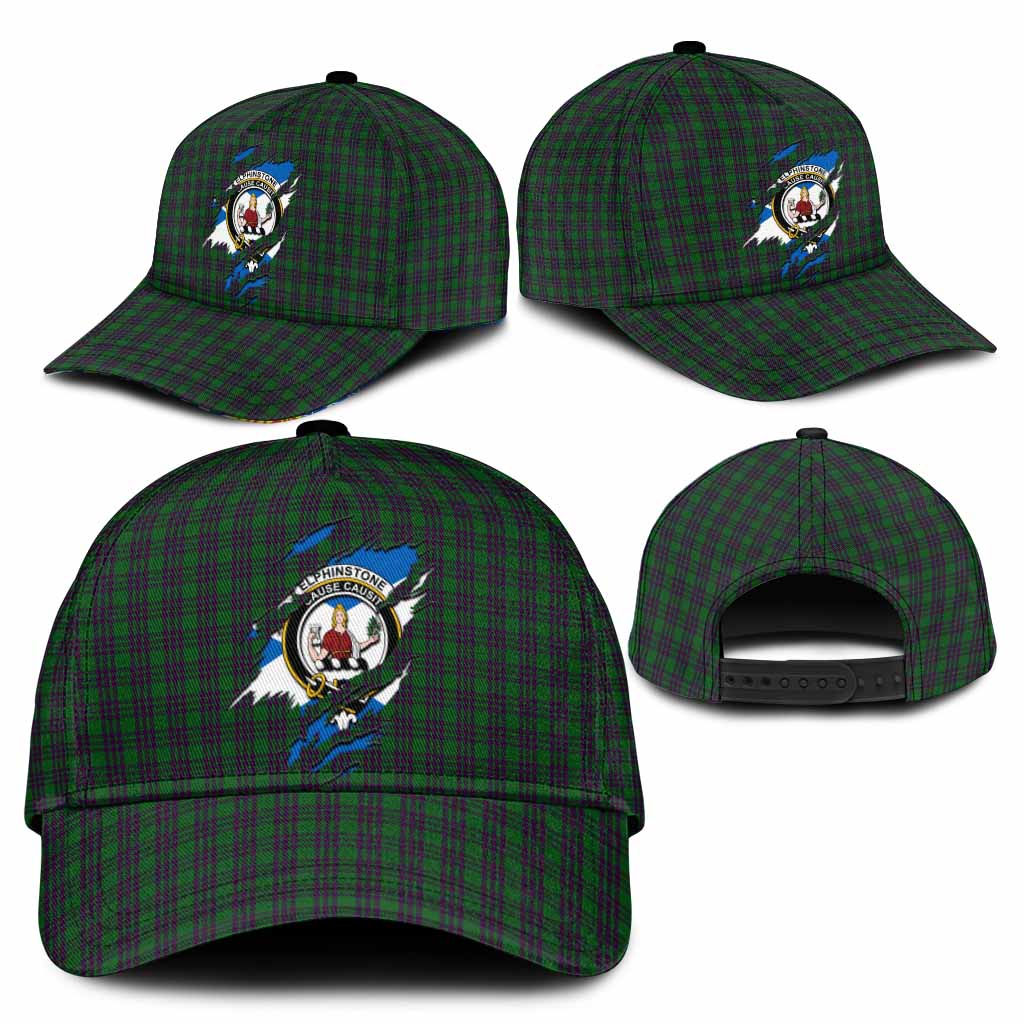 Elphinstone Tartan Classic Cap with Family Crest In Me Style
