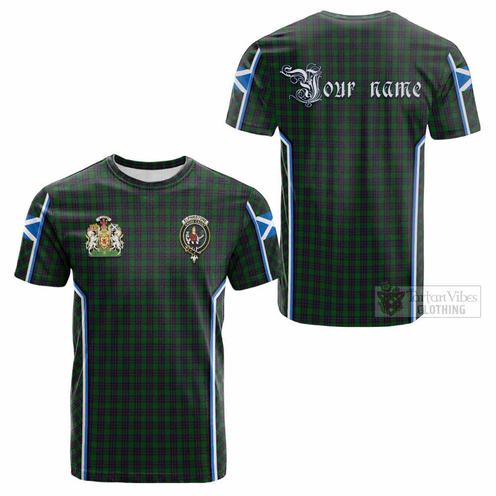 Elphinstone Tartan Crest Cotton T-shirt Scotland Coat of Arm Flag Style - Tartan Vibes Clothing