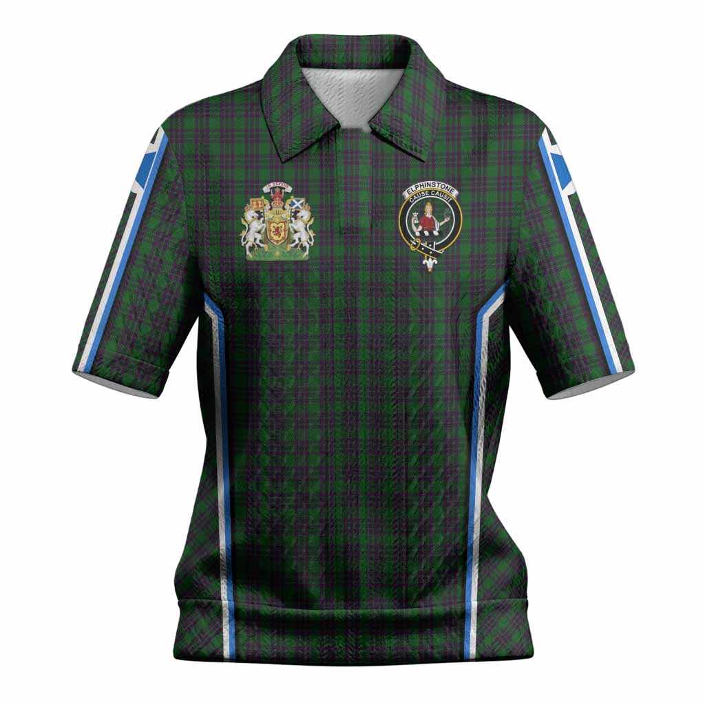 Elphinstone Tartan Crest Women’s Polo Sweater Top Scotland Coat of Arm Flag Style