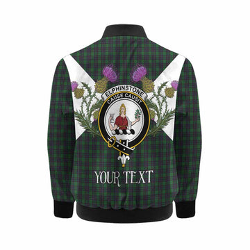 Elphinstone Tartan Family Crest Kid Bomber Jacket Scottish Burns Night Thistle Floral