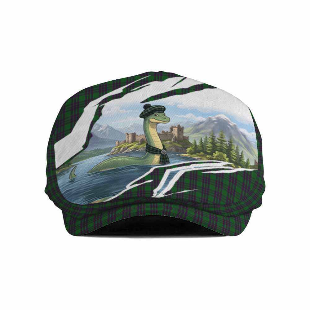 Elphinstone Tartan Loch Ness Monster Scottish Heritage Art Flat Cap, Jeff Cap