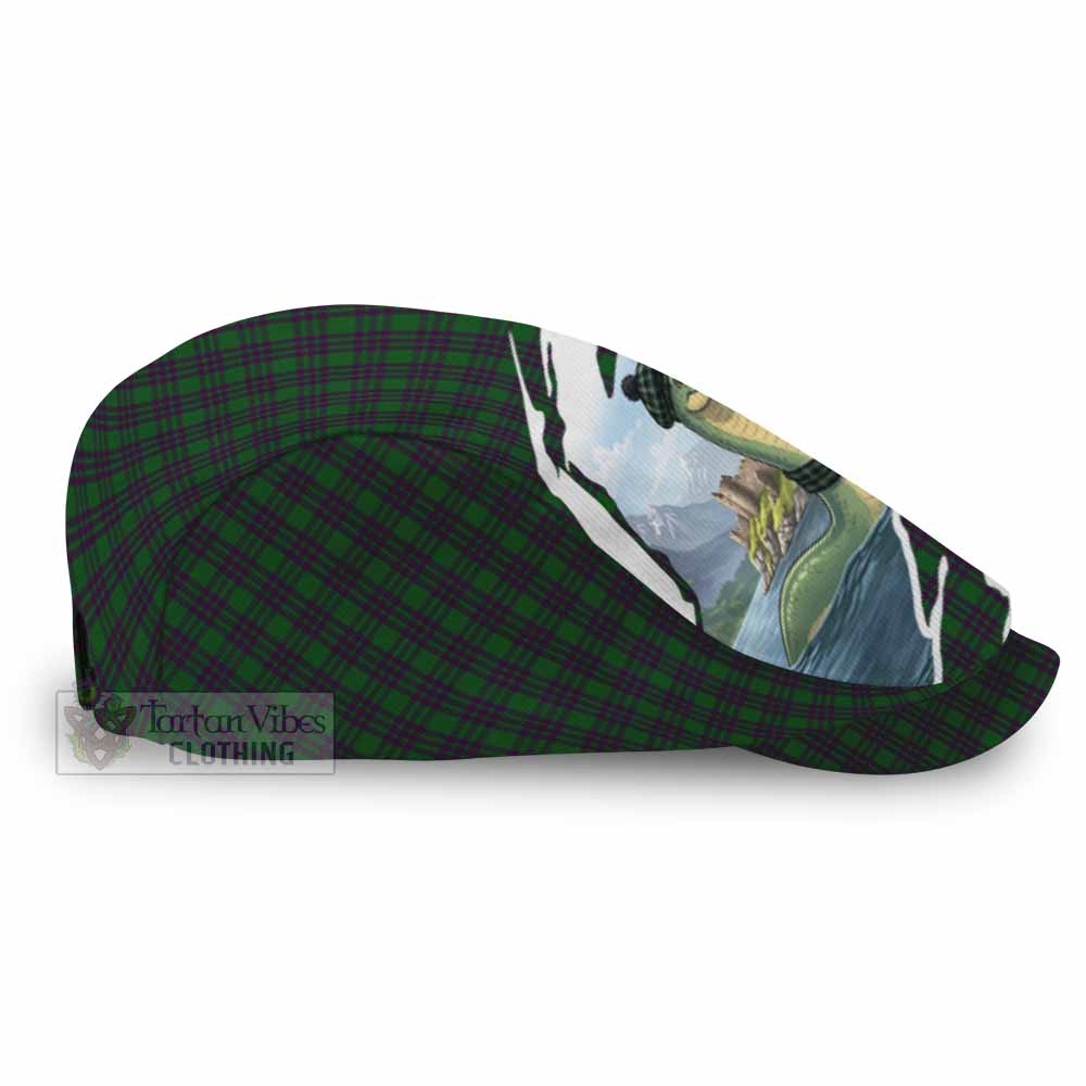 Elphinstone Tartan Loch Ness Monster Scottish Heritage Art Flat Cap, Jeff Cap
