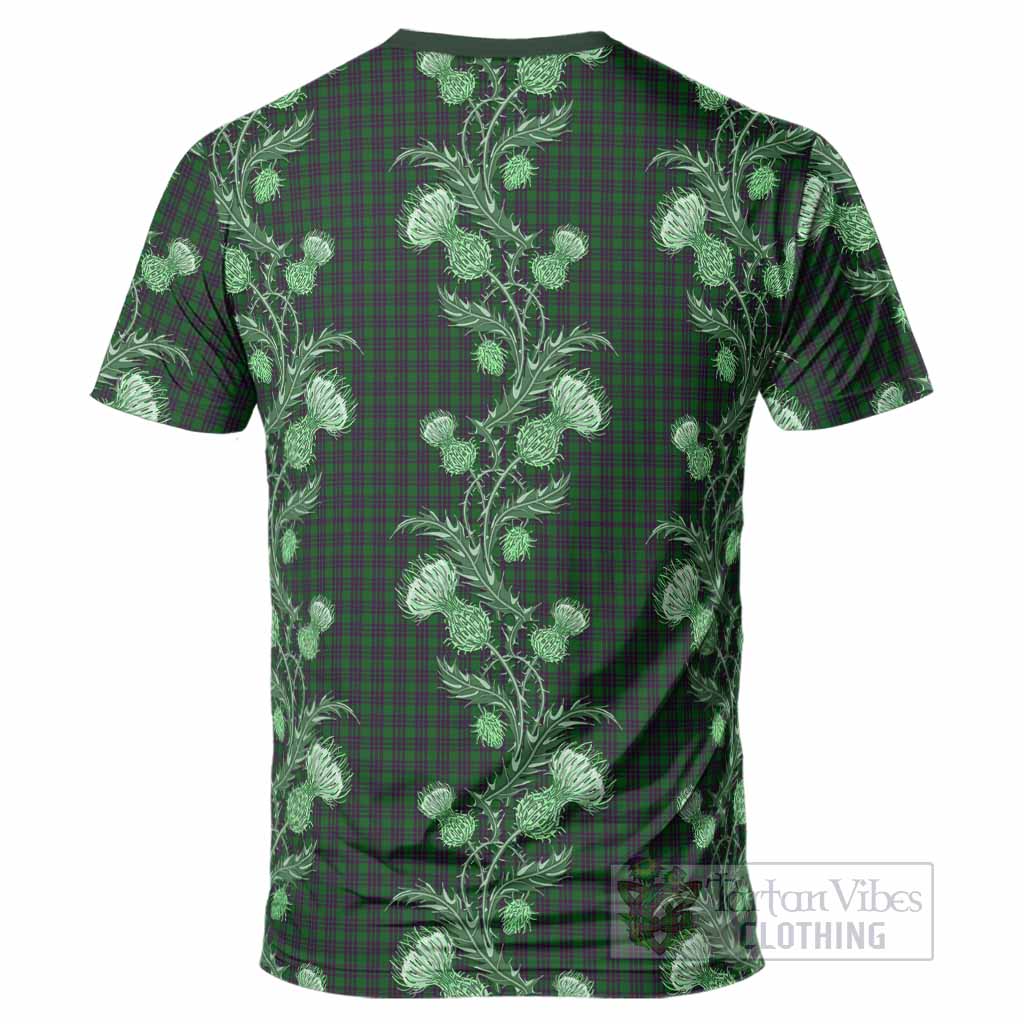 Elphinstone Tartan T-Shirt Seamless Scottish Thistle Flowers