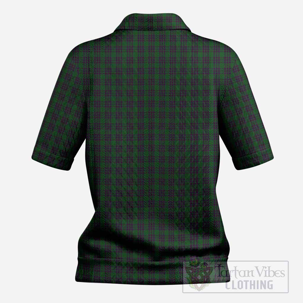 Elphinstone Tartan Women’s Polo Sweater Top with Family Crest