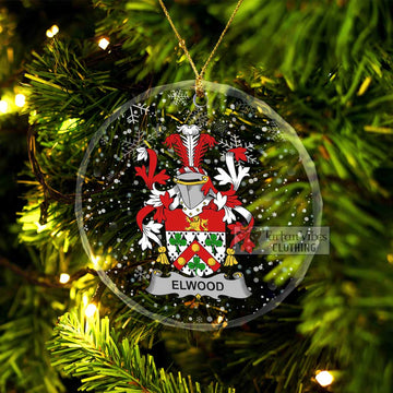 Tartan Vibes Clothing Elwood Irish Clan Christmas Glass Ornament with Coat of Arms