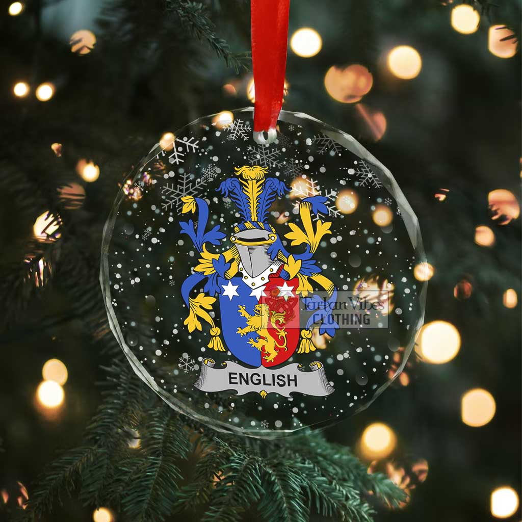 English Irish Clan Christmas Glass Ornament with Coat of Arms - 2D-tartanvibesclothing