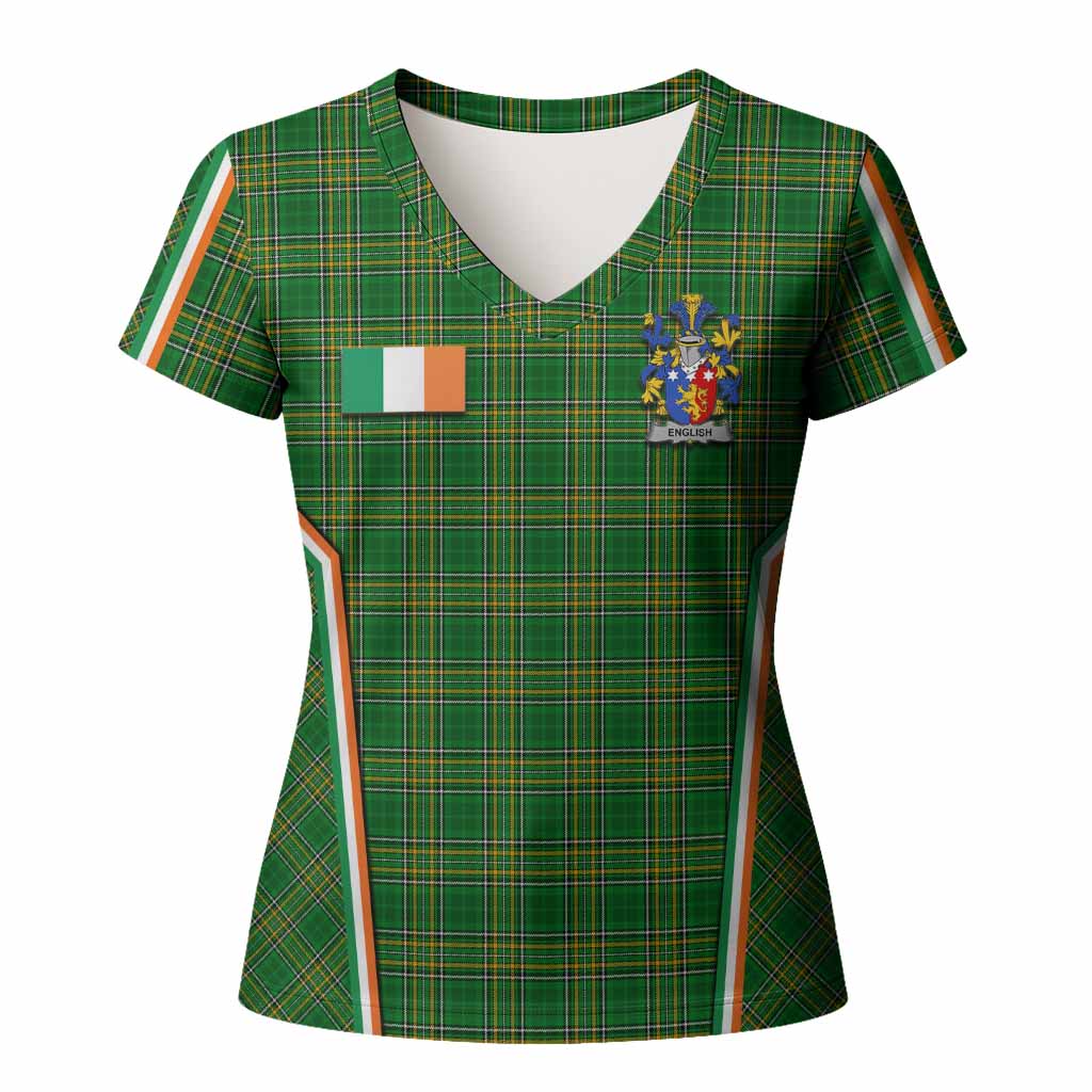 English Irish Clan Coat of Arm Tartan Women T shirt Flag Style