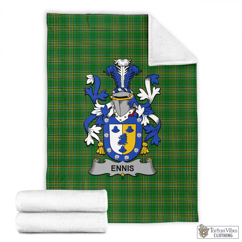 Ennis Irish Clan Tartan Blanket with Coat of Arms X-Large 59 x 79 inches 150 x 200 cm - Tartan Vibes Clothing