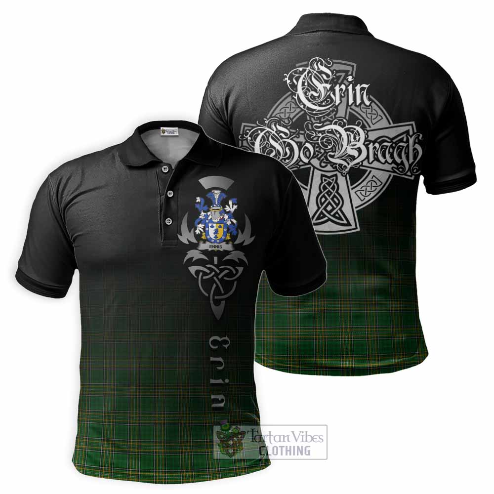 Tartan Vibes Clothing Ennis Irish Clan Polo Shirt with Coat of Arms Erin Go Bragh Celtic Inspired