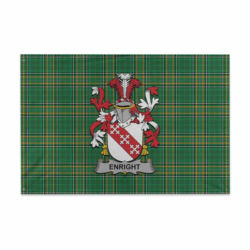 Tartan Vibes Clothing Enright Irish Clan Tartan House Flag with Coat of Arms