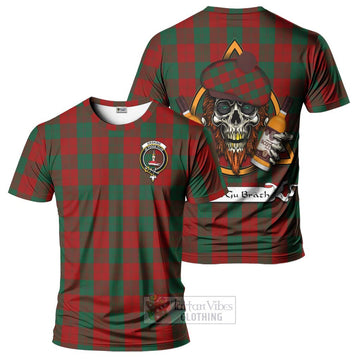 Erskine Tartan T-Shirt with Family Crest and Bearded Skull Holding Bottles of Whiskey Kid's Shirt - Tartan Vibes Clothing